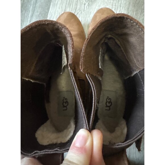Ugg Waterproof Indra Wedge Pull On Ankle Boots Sz 7 Brown Boho - Picture 9 of 11